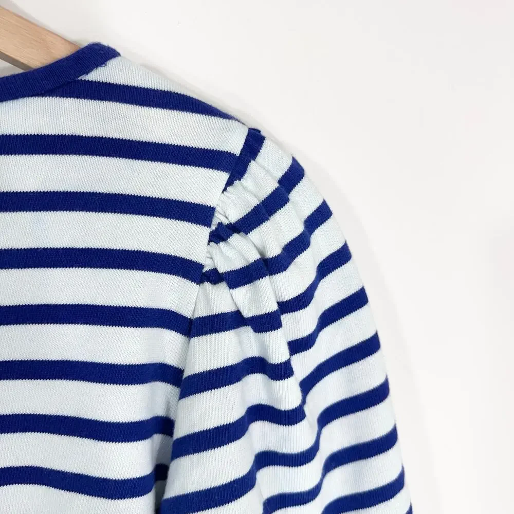 Kate Spade Broome Street Flutter Sleeve Top Tassels‎ Striped | Blue White | SZ L